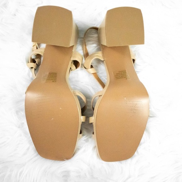 Kensie Beige Tan Faux Leather Strappy Slingback Block Heel Sandals 8.5 - Picture 11 of 12